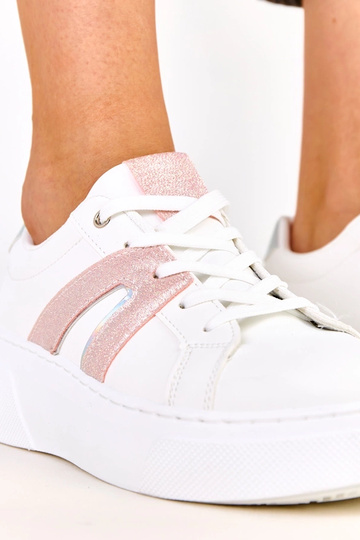 Baskets blanches avec plateforme et accent scintillant Jeromi