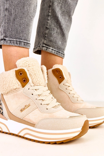 Baskets hautes beiges et...