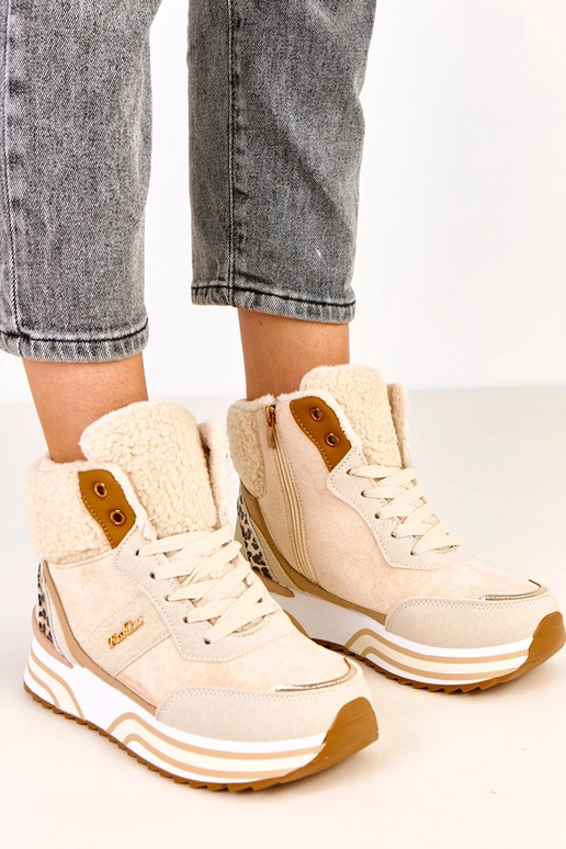 Baskets hautes beiges et chaudes avec...