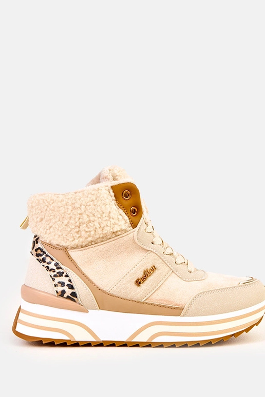 Baskets hautes beiges et chaudes avec...