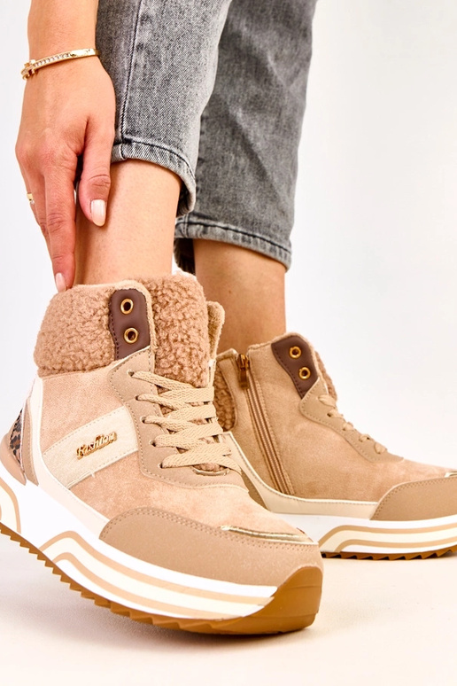 Baskets hautes beige foncé et chaudes...