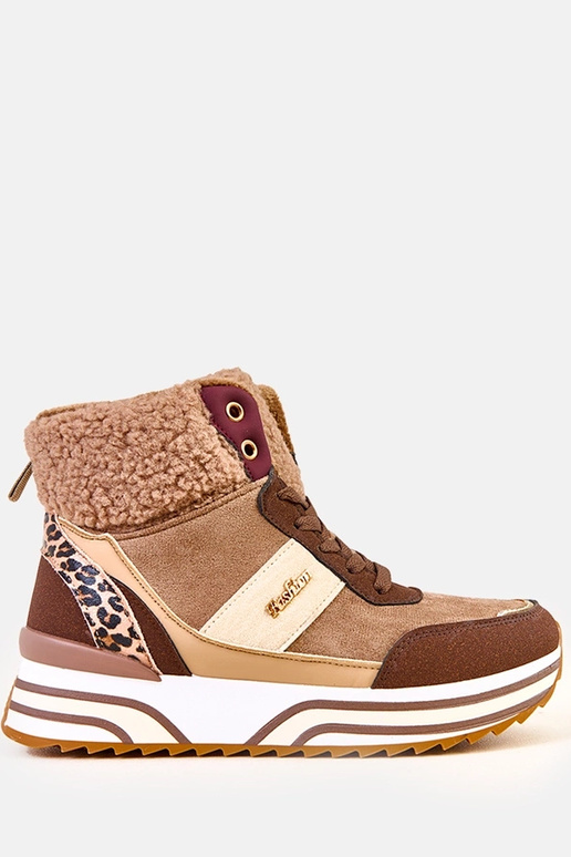 Baskets hautes marron et chaudes avec...