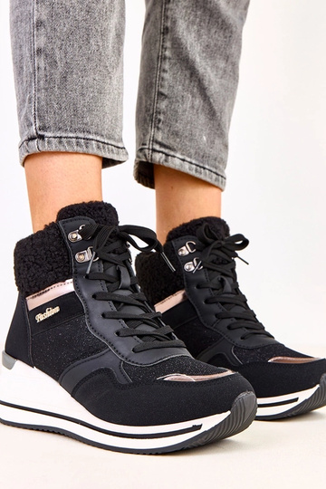 Baskets hautes noires et chaudes avec plateforme Rolinda