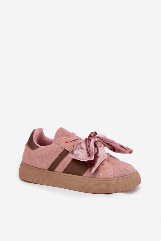 Baskets de style sportif pour femmes avec nœud en velours, couleur rose, Ashlyn Baskets de style sportif pour femmes avec nœud en velours, couleur rose, Ashlyn