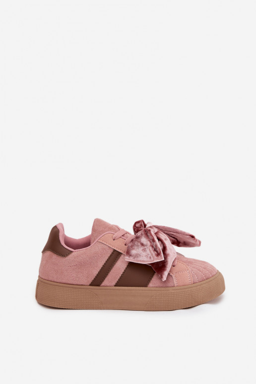 Baskets de style sportif pour femmes avec nœud en velours, couleur rose, Ashlyn Baskets de style sportif pour femmes avec nœud en velours, couleur rose, Ashlyn