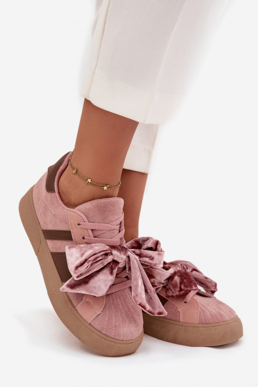 Baskets de style sportif pour femmes avec nœud en velours, couleur rose, Ashlyn Baskets de style sportif pour femmes avec nœud en velours, couleur rose, Ashlyn