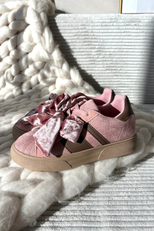Baskets de style sportif pour femmes avec nœud en velours, couleur rose, Ashlyn Baskets de style sportif pour femmes avec nœud en velours, couleur rose, Ashlyn