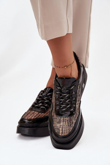 Peau Chaussures à lacets Féminin avec une plateforme Artiker 57C2044 couleur noire 2