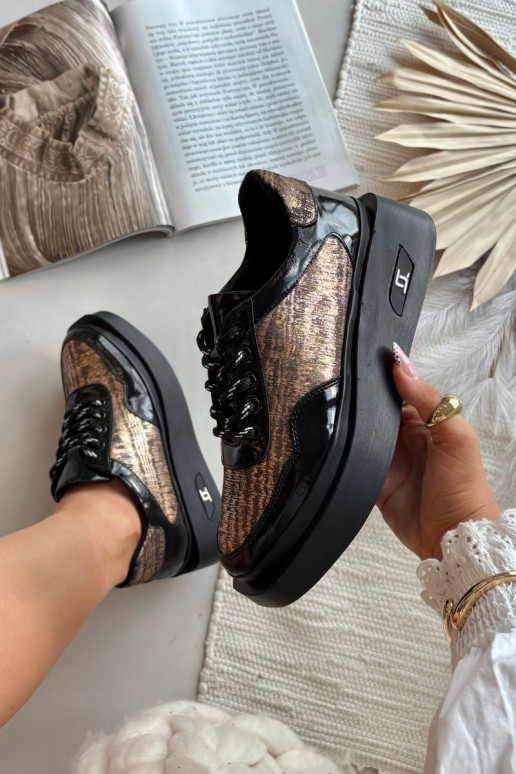 Peau Chaussures à lacets Féminin avec une plateforme Artiker 57C2044 couleur noire