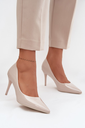Escarpins en simili cuir verni pour femmes à bouts pointus couleur ivoire Jadira 2