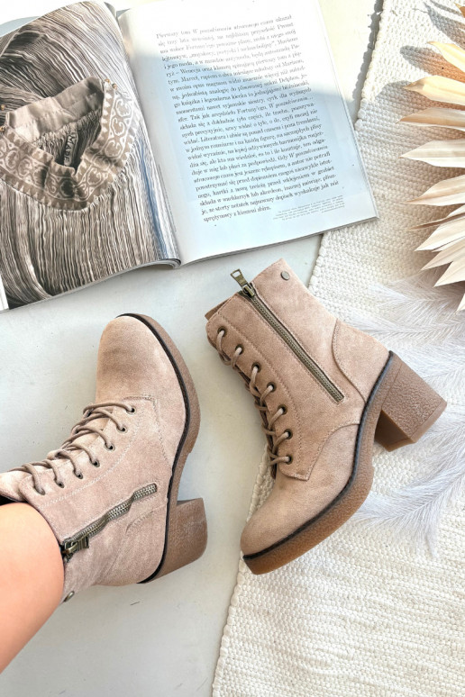 Bottines sable pour femmes isolées avec lacets et zips Paressa