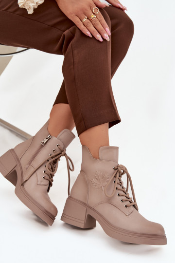 Bottines femme en cuir naturel Klocke réchauffer Vinceza 39950 beige