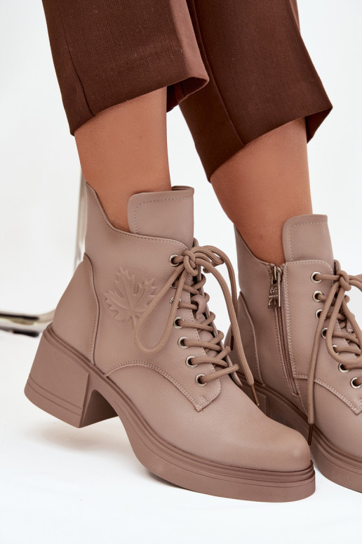 Bottines femme en cuir naturel Klocke réchauffer Vinceza 39950 beige