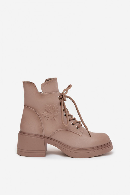 Bottines femme en cuir naturel Klocke réchauffer Vinceza 39950 beige