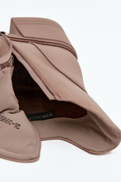 Bottines femme en cuir naturel Klocke réchauffer Vinceza 39950 beige