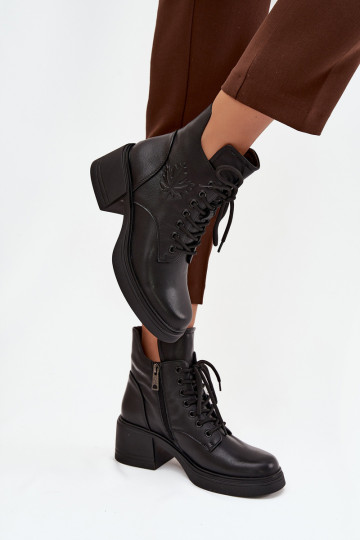 Bottines femme en cuir naturel Klocke réchauffer Vinceza 39950 couleur noire