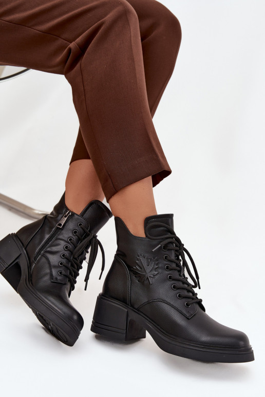 Bottines femme en cuir naturel Klocke réchauffer Vinceza 39950 couleur noire