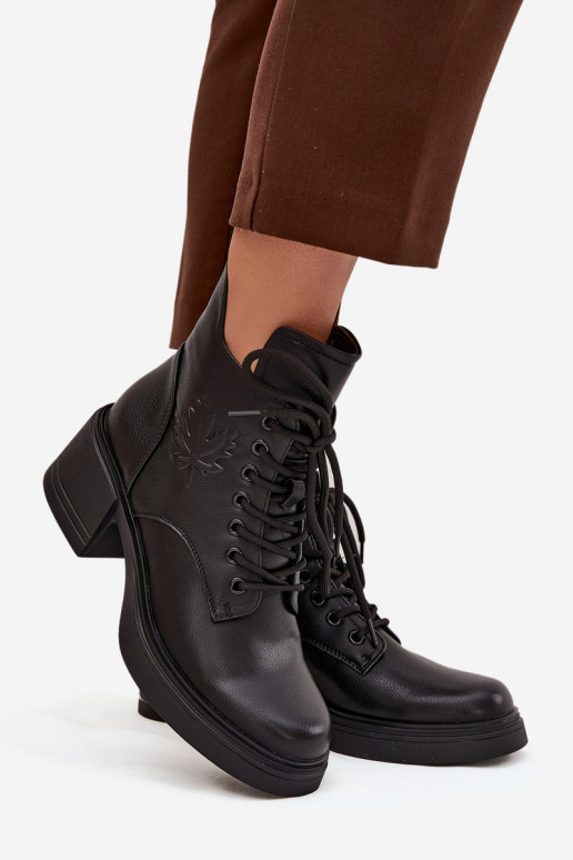 Bottines femme en cuir naturel Klocke réchauffer Vinceza 39950 couleur noire