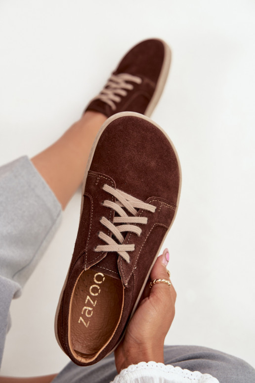 chaussures décontractées Typu BarefootActivéturalnego en daimu Zazoo 314 CzekoladoÀe