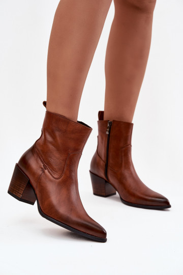 Peau bottes style coÀboy Féminin avec des talons réchauffer Zazoo 60565 marron 2