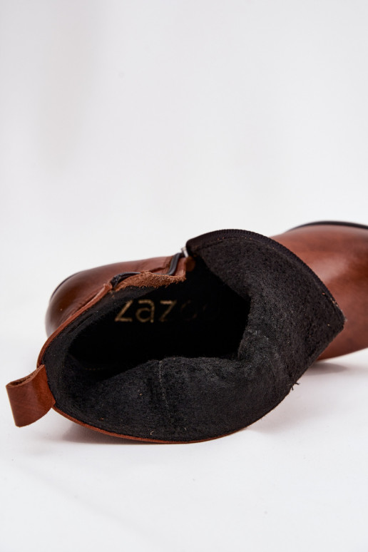 Peau bottes style coÀboy Féminin avec des talons réchauffer Zazoo 60565 marron