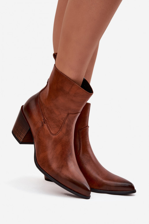 Peau bottes style coÀboy Féminin avec des talons réchauffer Zazoo 60565 marron