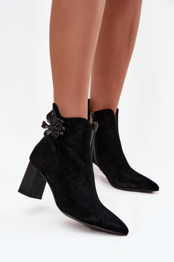 Bottines en daim pour femmes avec ornements D&A CR52-686 noires 2