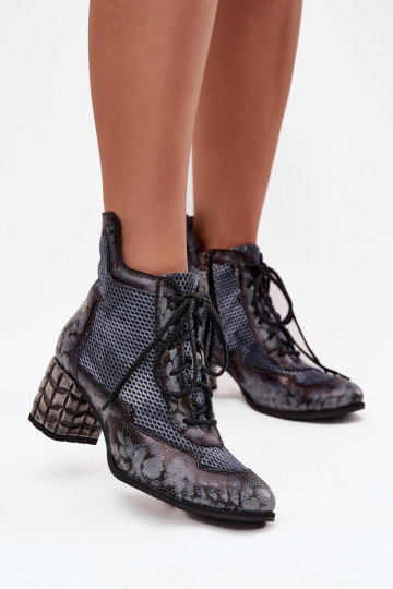 Bottines en cuir pour femmes Tai turiciejka 06989-03 grises 2