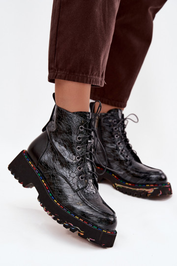Bottines en cuir verni pour femmes, Artiker 57C0065, grises 2