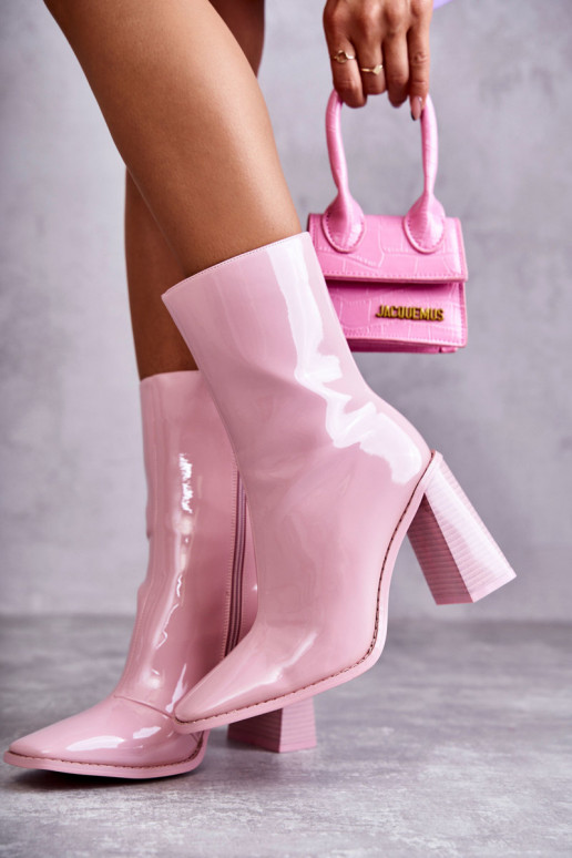 Féminin avec effet vernis Bottes bottes couleur rose Il fautrgit