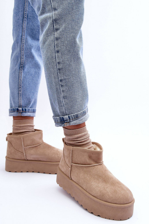 en daim Bottes de neige avec une plateforme beige Corcoran