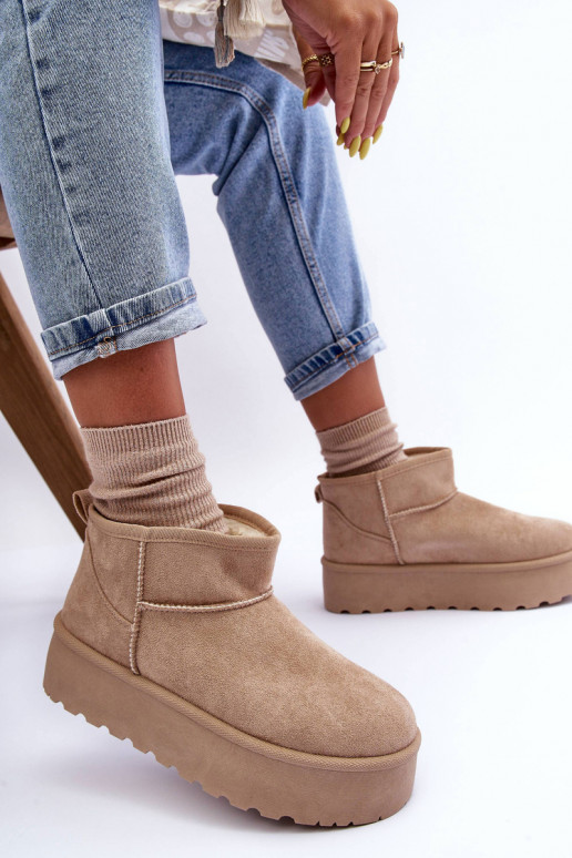 en daim Bottes de neige avec une plateforme beige Corcoran