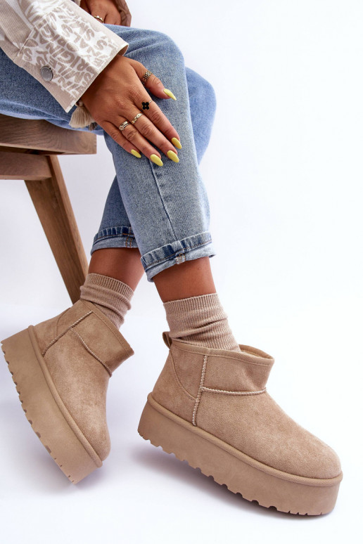 en daim Bottes de neige avec une plateforme beige Corcoran