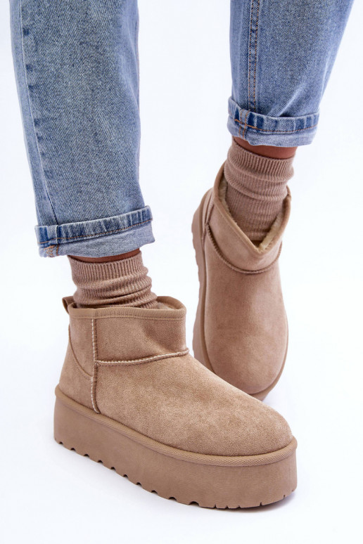 en daim Bottes de neige avec une plateforme beige Corcoran