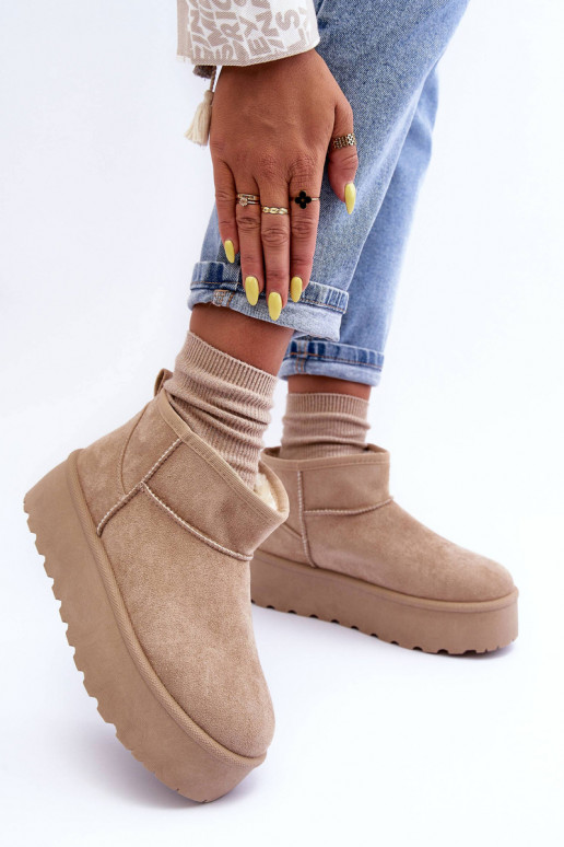 en daim Bottes de neige avec une plateforme beige Corcoran