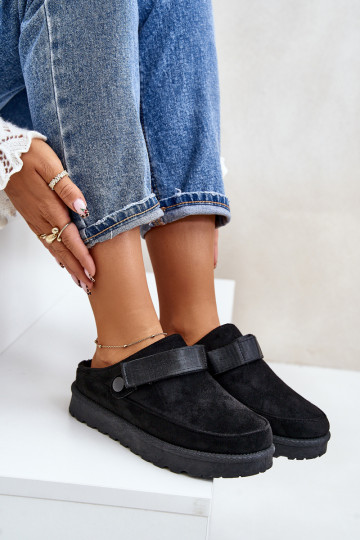 Féminin Chaussons réchauffer avec de la fourrure à l intérieur avec une plateforme couleur noire Azida