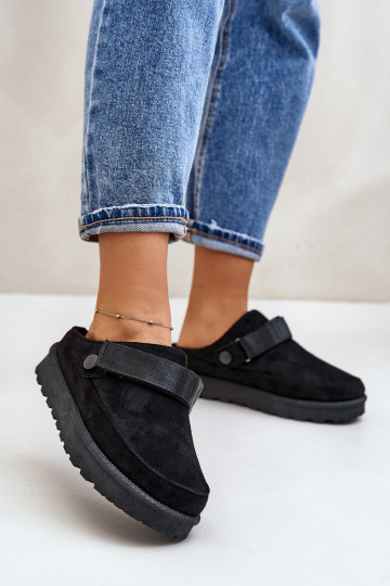 Féminin Chaussons réchauffer avec de la fourrure à l intérieur avec une plateforme couleur noire Azida 2