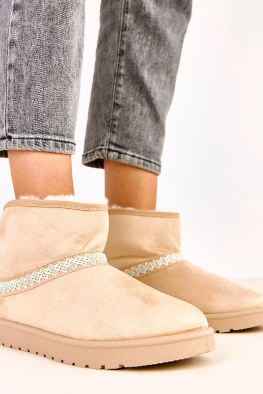 Bottes neige basses couleur sable en...