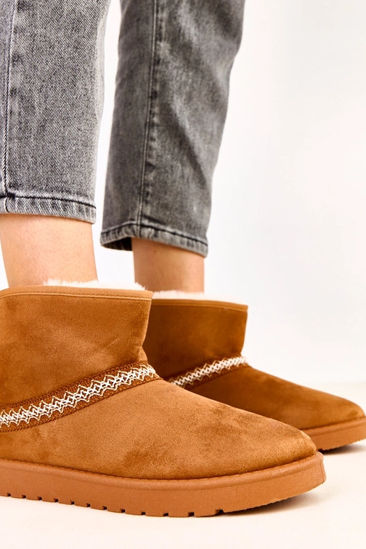 Bottes neige basses marron en suede...