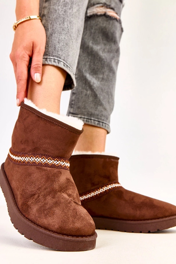 Bottes neige basses marron en suede synthétique, Karolla