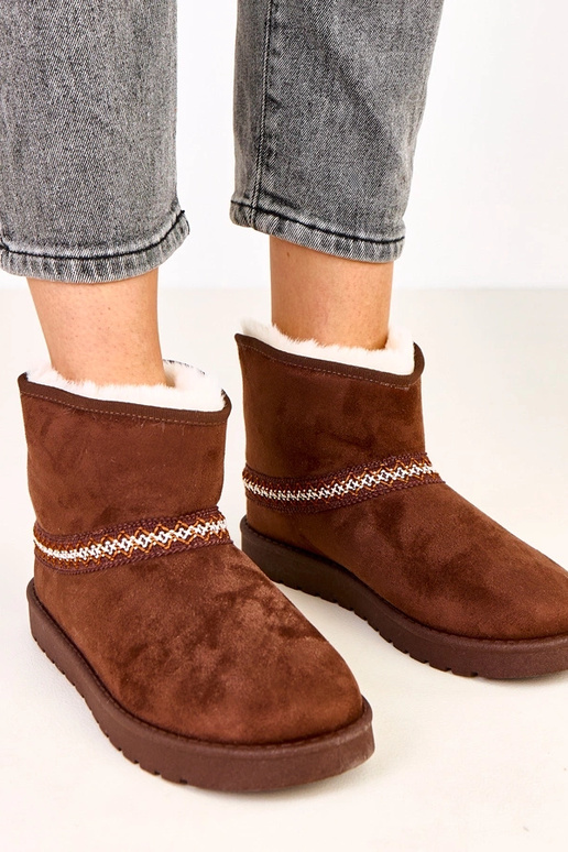 Bottes neige basses marron en suede...