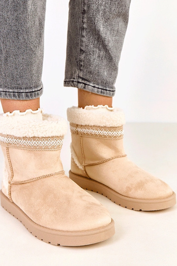 Bottes neige basses sable ornées de broderies, Sensila