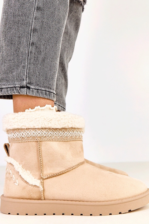 Bottes neige basses sable ornées de...