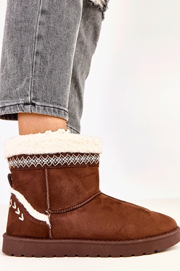 Bottes neige basses marron ornées de broderies, Sensila