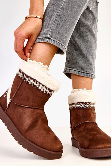Bottes neige basses marron ornées de broderies, Sensila 2