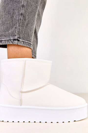 Bottes neige basses blanches avec plateforme en simili cuir, Reinol
