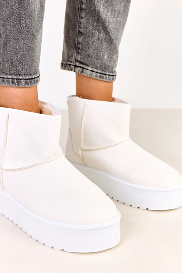 Bottes neige basses blanches avec plateforme en simili cuir, Reinol 2
