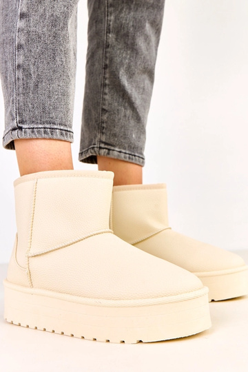 Bottes neige basses sable avec plateforme en simili cuir, Reinol