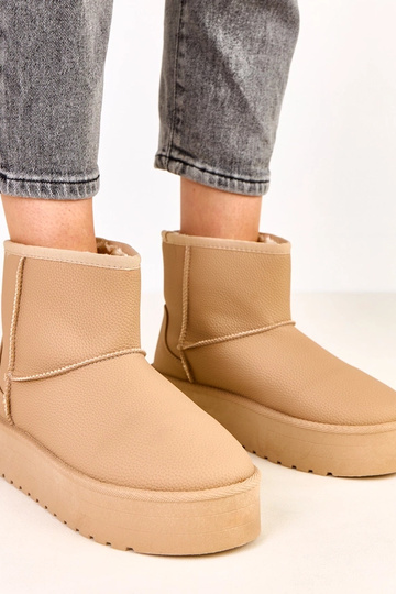 Bottes neige basses marron avec plateforme en simili cuir, Reinol 2