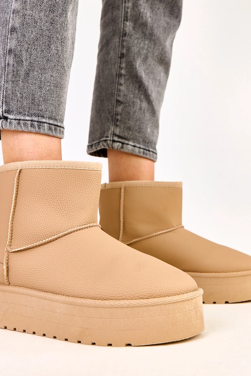 Bottes neige basses marron avec...